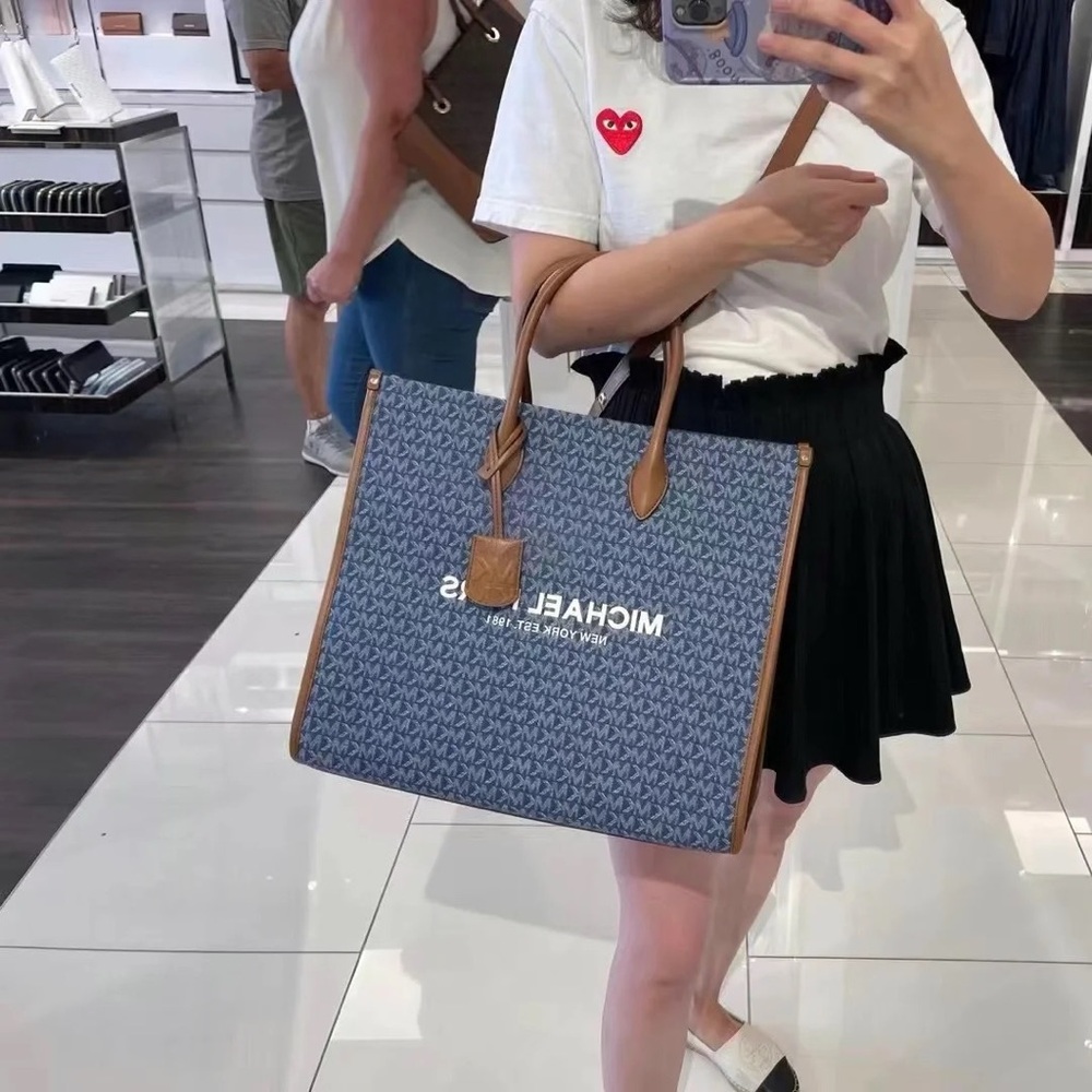 Michael Kors Blue and Brown Tote Bag